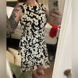 Calvin Klein Black and White Floral Dress Sleeveless NWT
